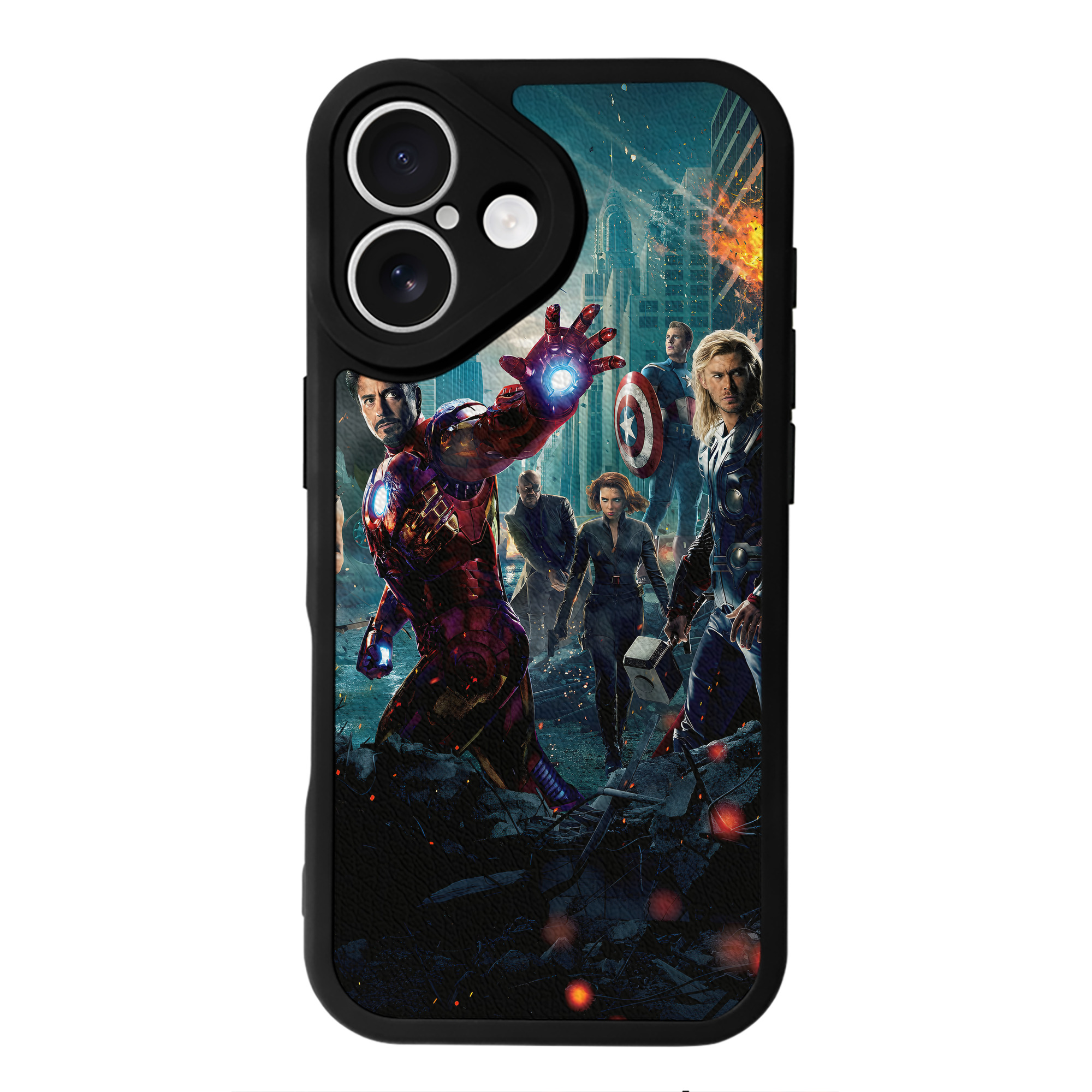 （画像用） アベンジャーズ The Avengers 【iPhone 16シリーズ対応】シリコンスマホケース（レザー調） 材質：シリコン